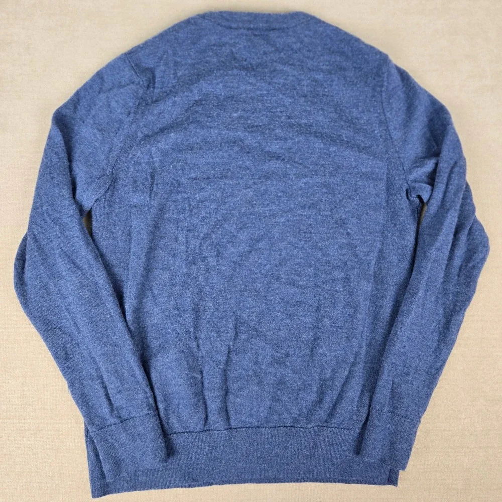 Express Mens Blue 100% Merino Wool Crew Neck Sweater ID 6077 Size M